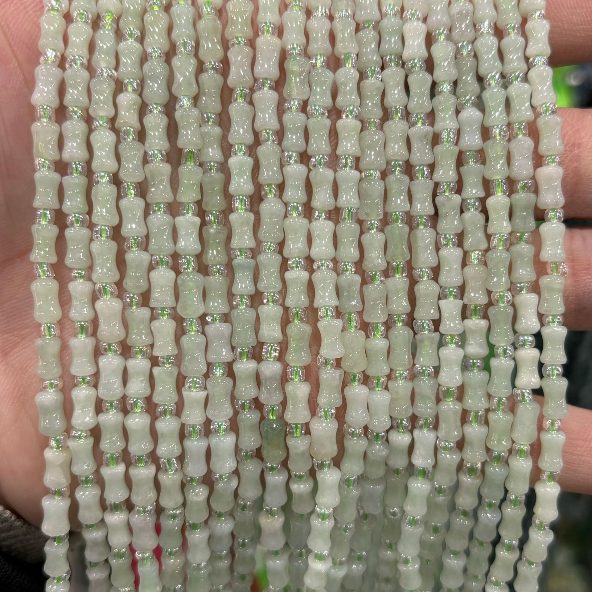 16:4x6mm burmese jade bamboo joint beads (approx. 40 beads)