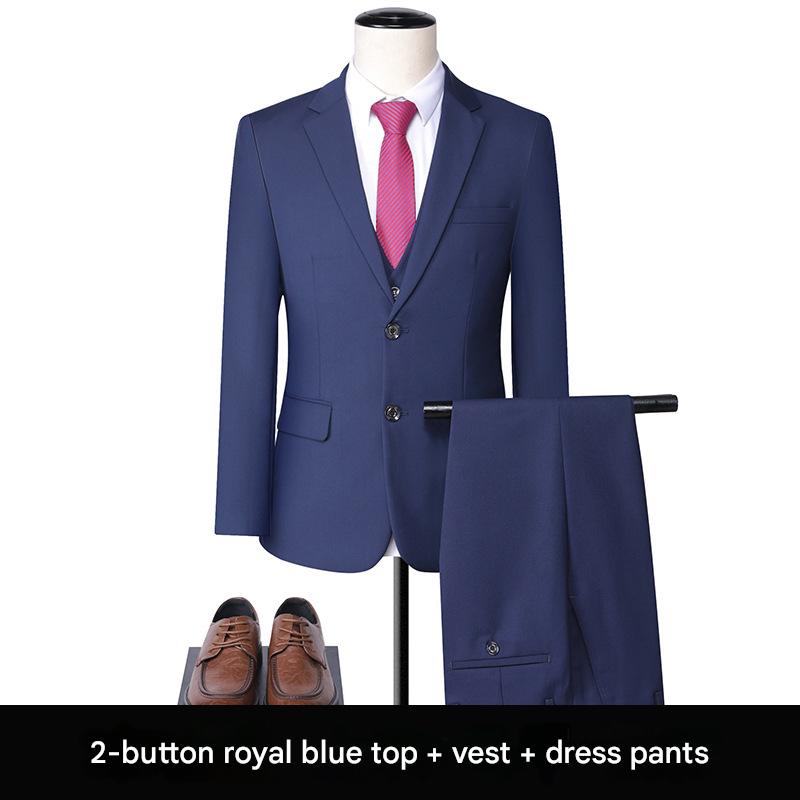 [Men's 2-button sapphire blue] suit   vest   suit pants