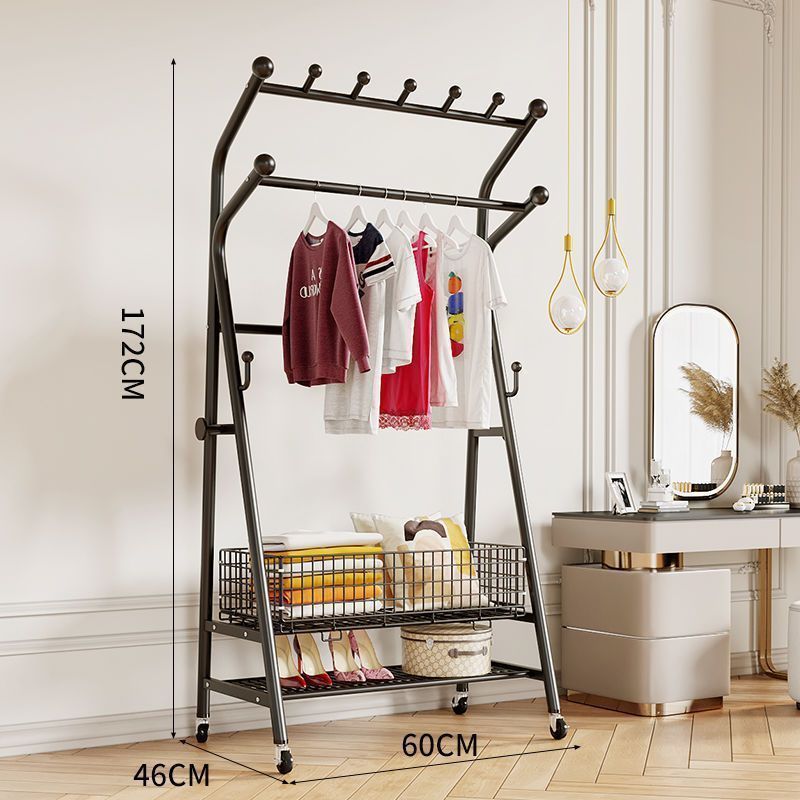 Matte black double beam storage coat rack-60CM