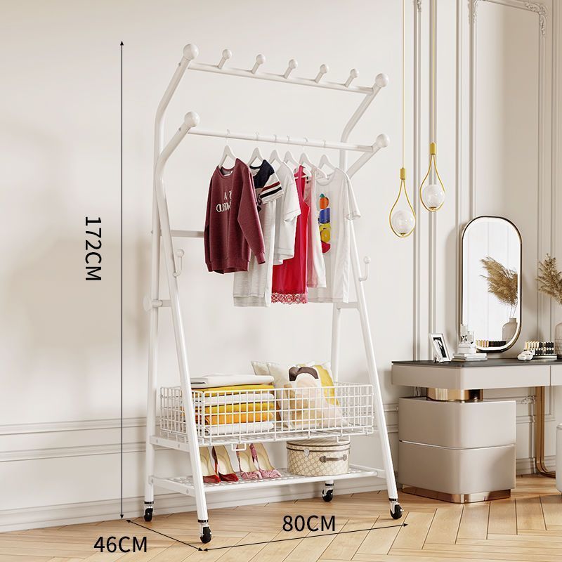 Simple white double beam storage coat rack-80CM