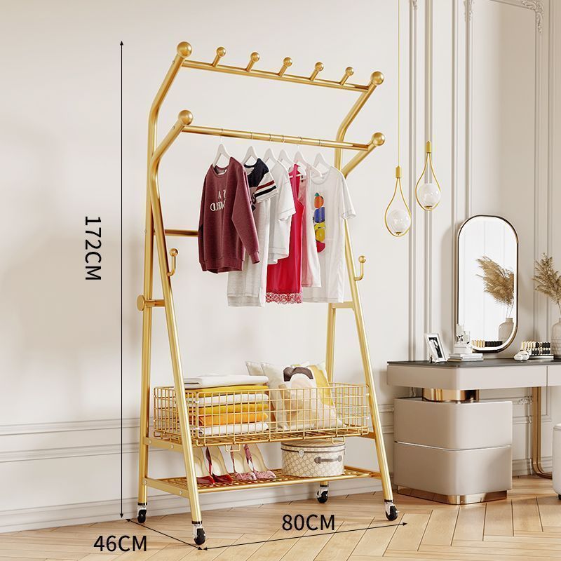 Light luxury gold double beam storage coat rack-80CM