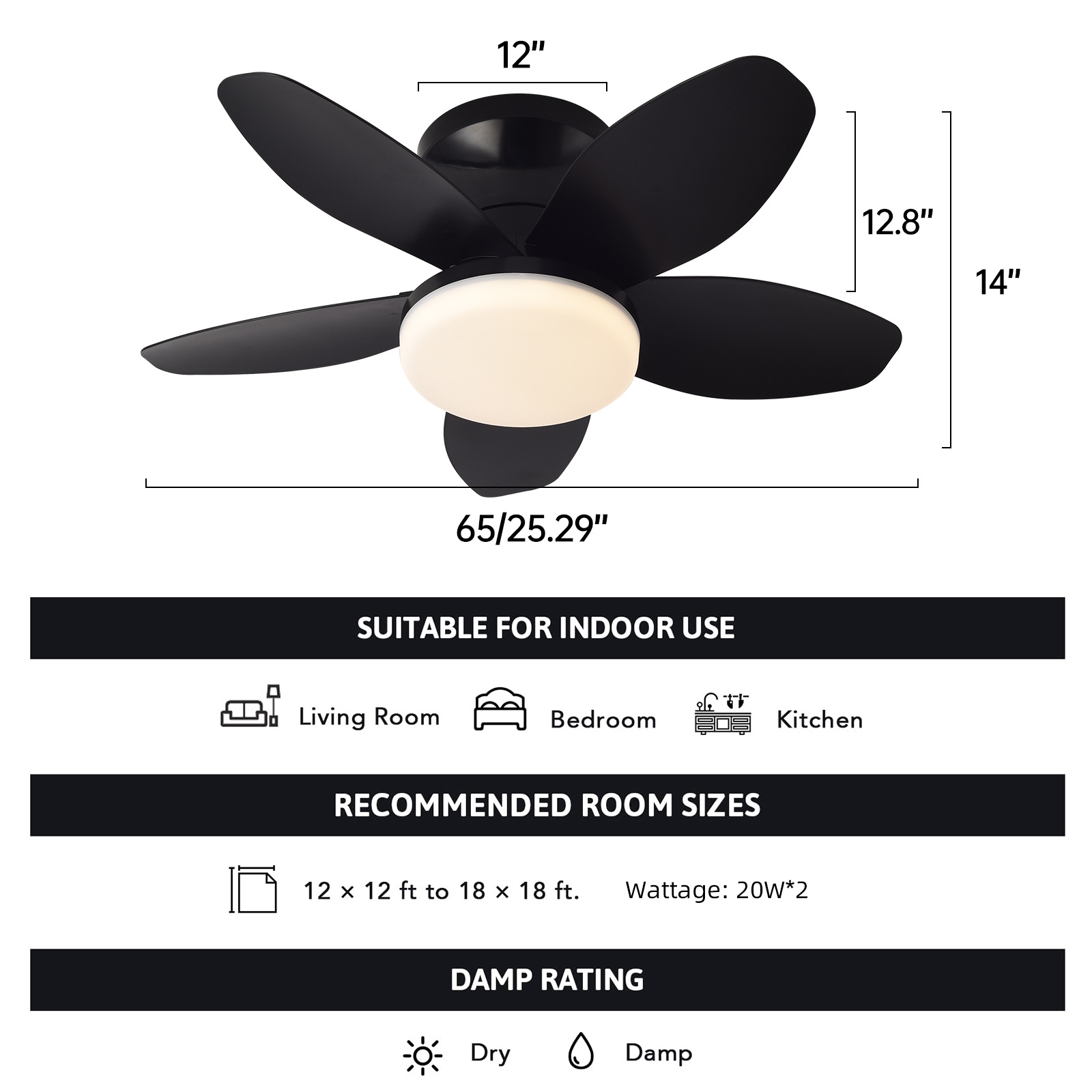 Black leaf- 25inch -65cm