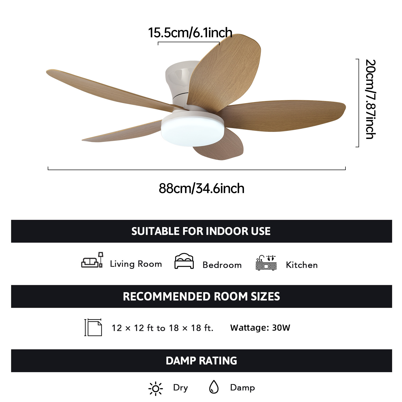 Wood grain leaves- 36inch -88cm