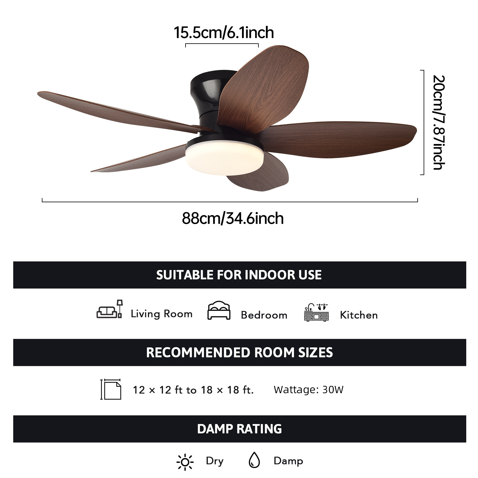 Walnut leaves- 36inch -88cm