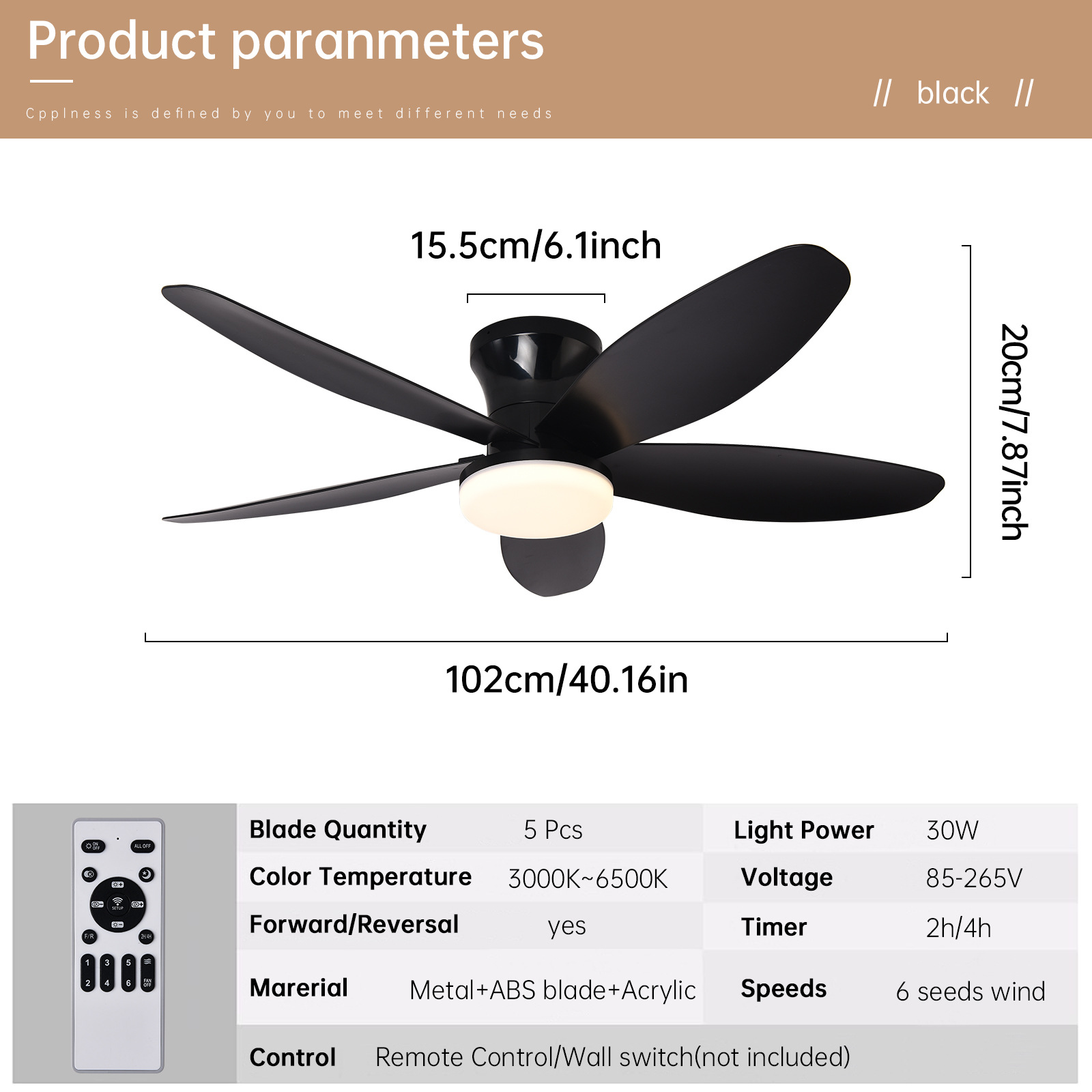 Black leaf- 42inch -100cm