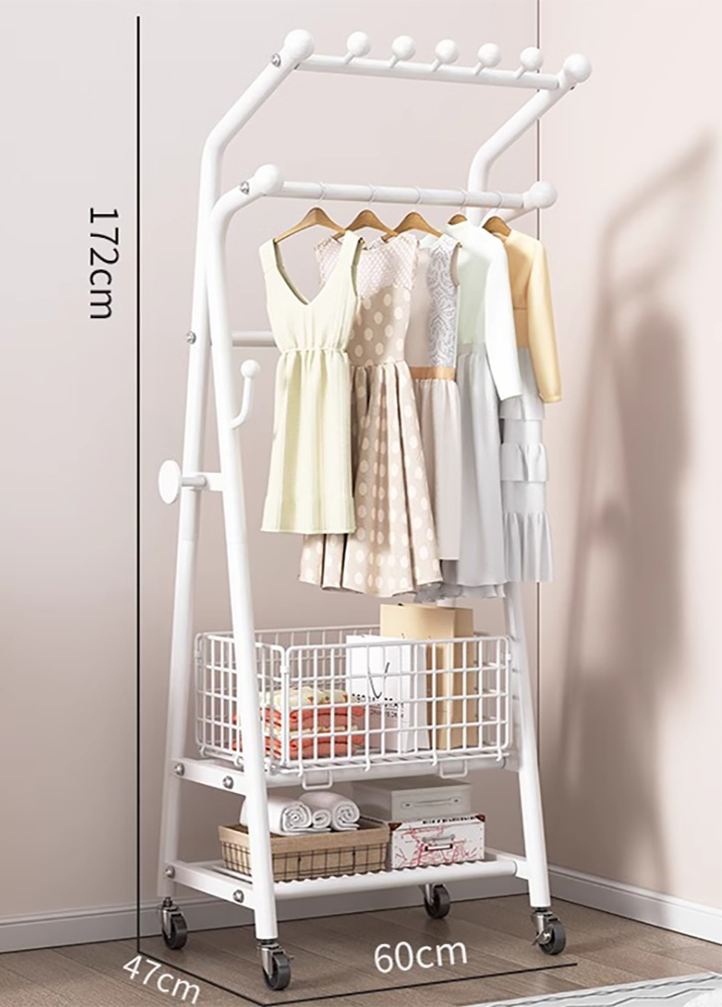 Pearlescent white 60cm diverse storage (double rod)