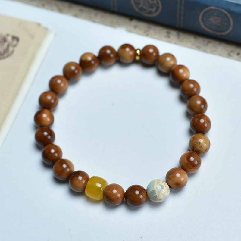 2:8mm shoushan stone beeswax bracelet