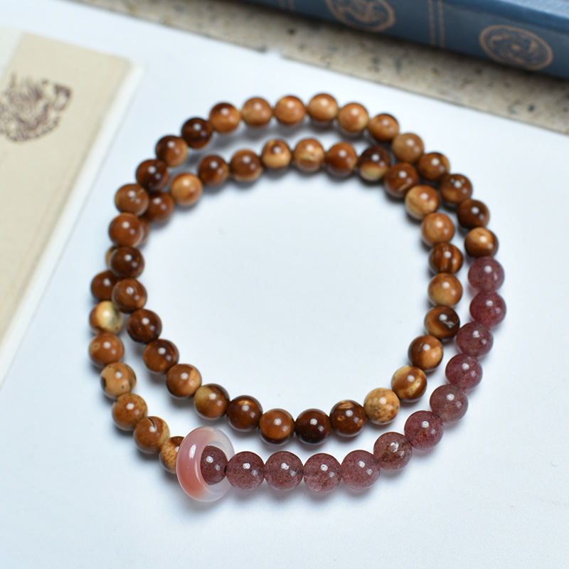 6:6mm pink quartz double circle running ring model