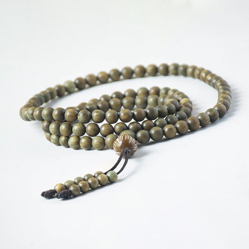 1:Green sandalwood 6mm 108 carved lotus model