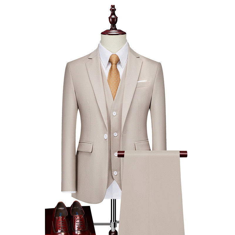khaki three piece