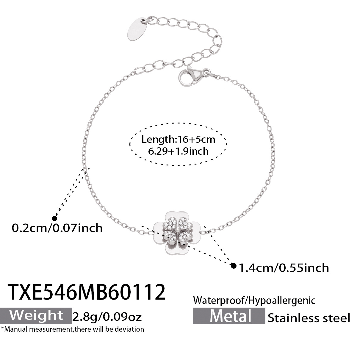 TXE546 Steel Bracelet 16+5cm