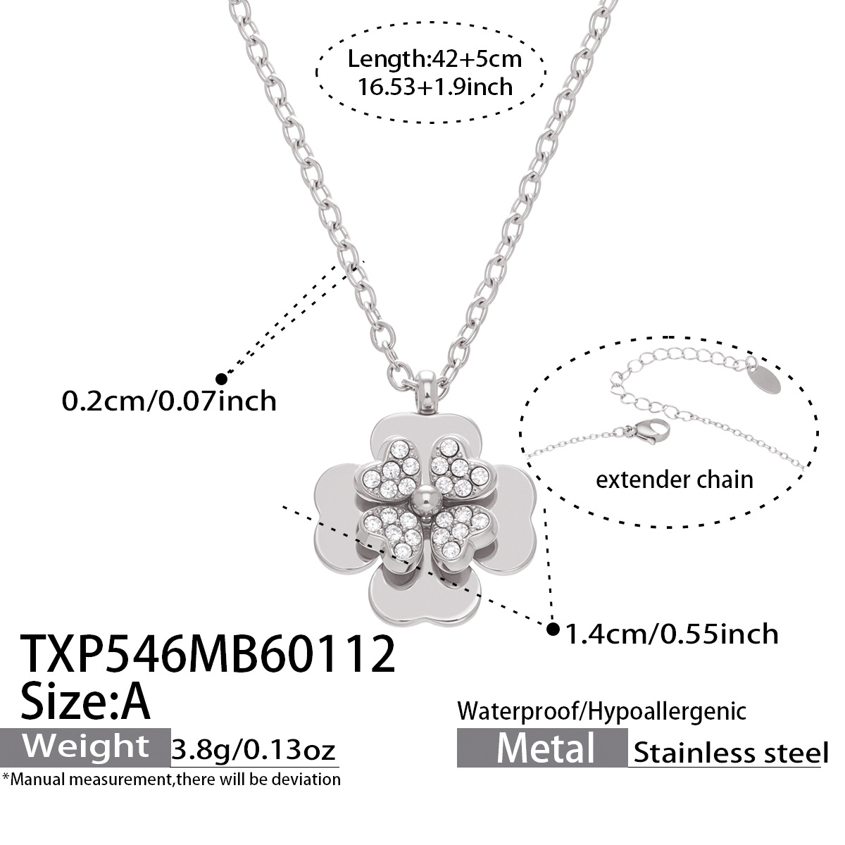 TXP546-A Steel Necklace 42+5cm