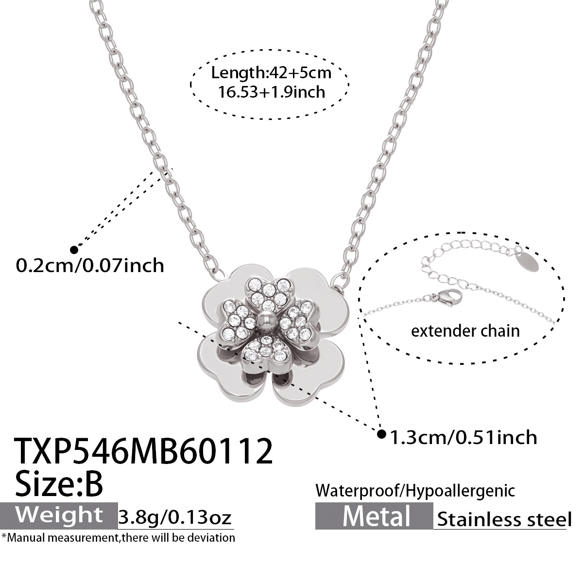 TXP546-B Steel Necklace 42+5cm