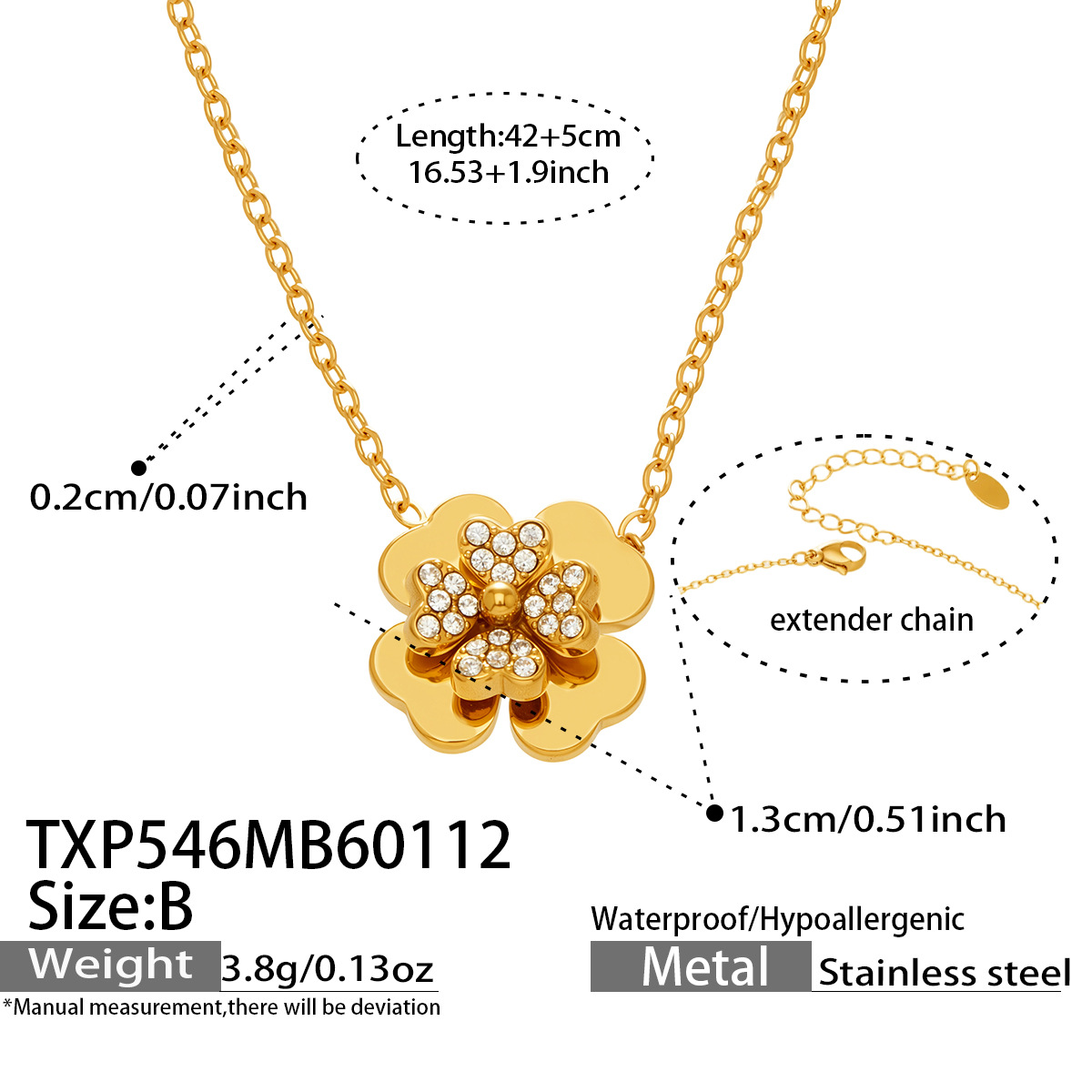 TXP546-B Gold Necklace 42+5cm