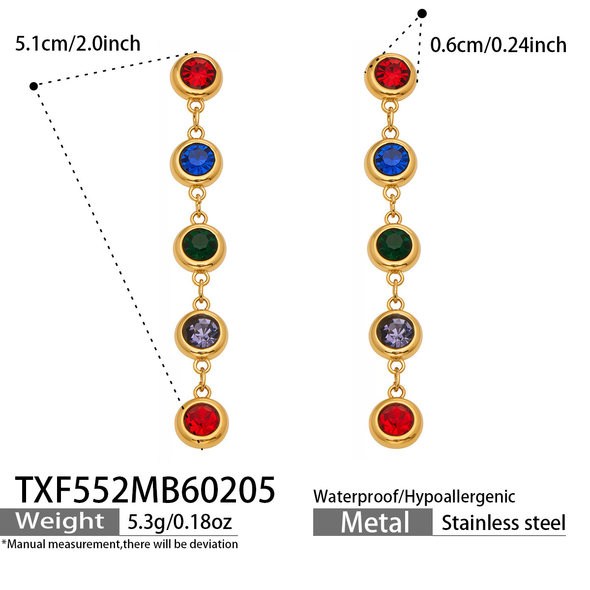 TXF552- Gold Full Diamond Zircon Earrings