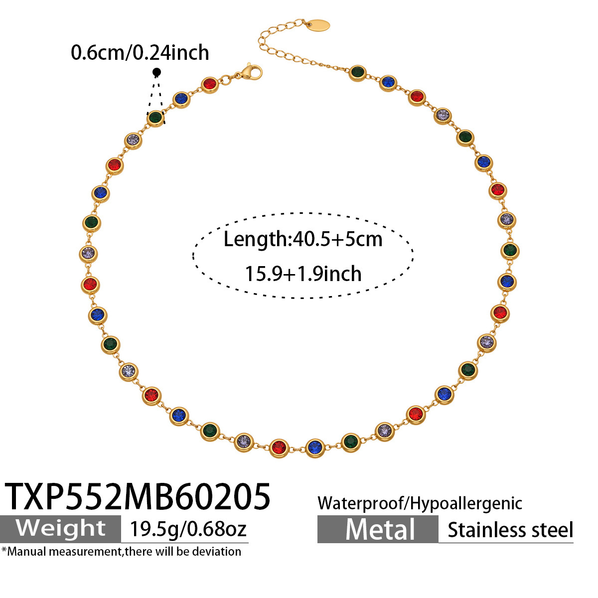 TXP552- Gold Full Diamond Zircon Necklace