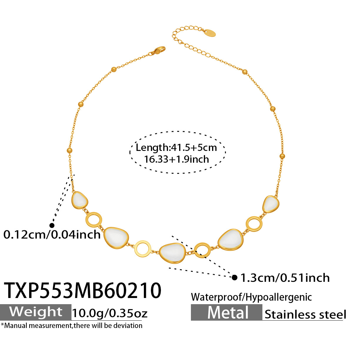 9:TXP553- Champagne Glass Stone Necklace 41.5 plus 5cm