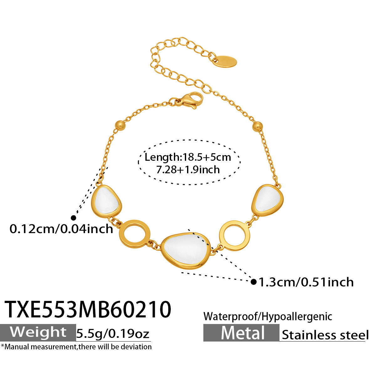 18:TXE553 Champagne Glass Stone Bracelet 18.5 plus 5cm
