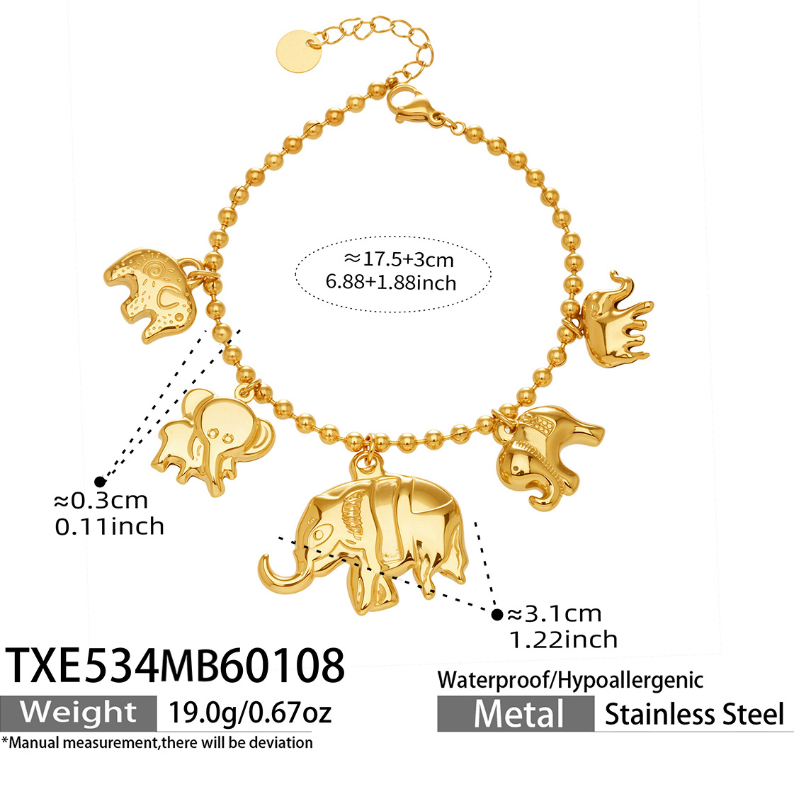 2:Bracelet 17.5 plus 3cm