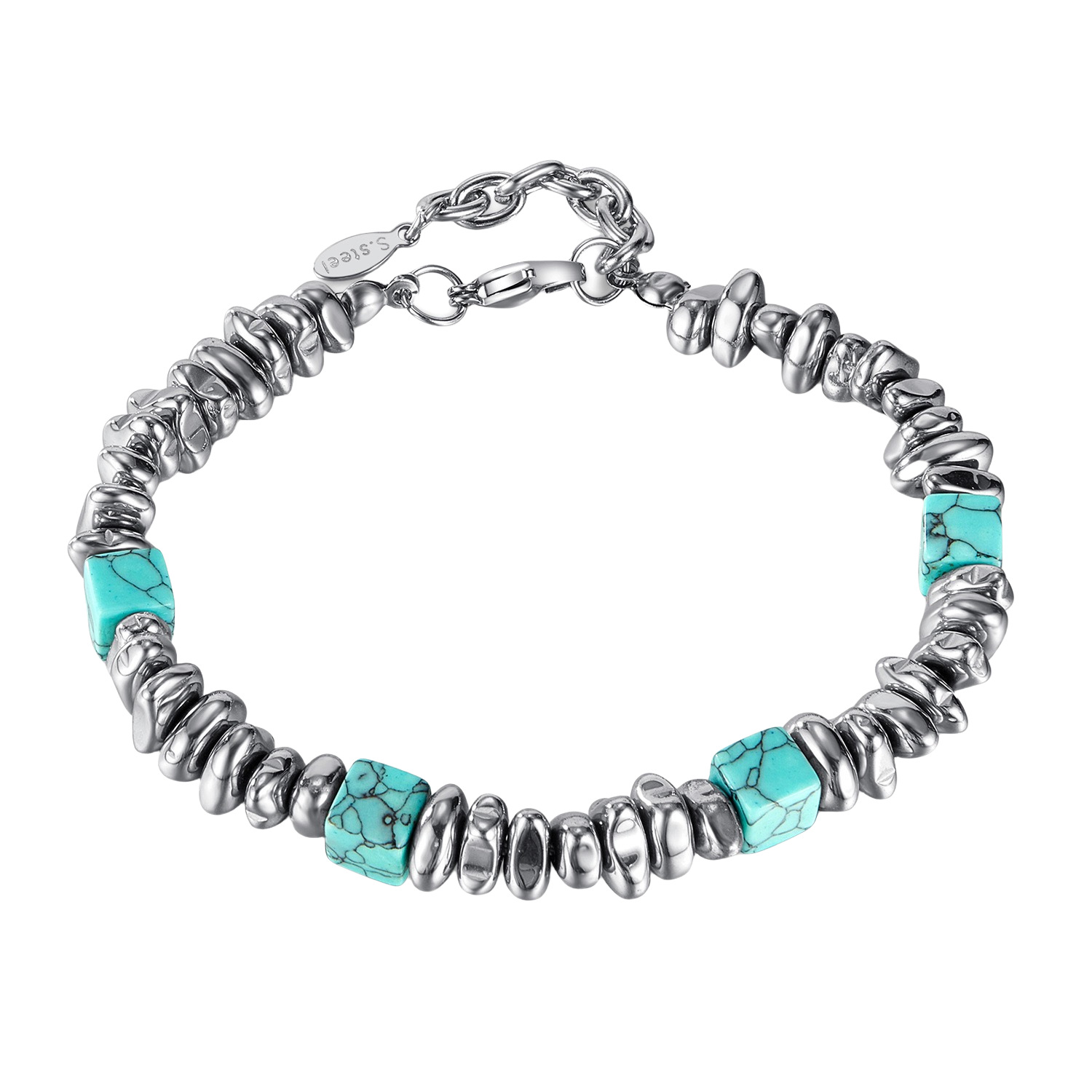 3:S2008 broken silver turquoise bracelet