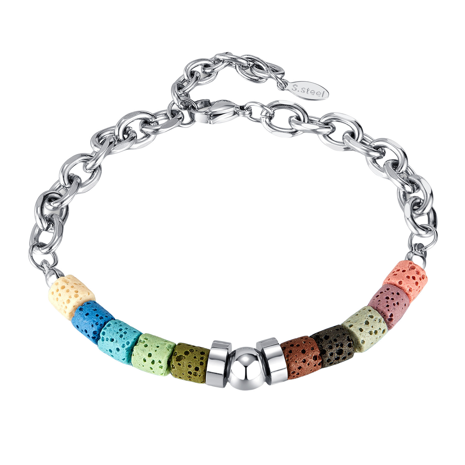 4:S2007 volcanic stone titanium bracelet