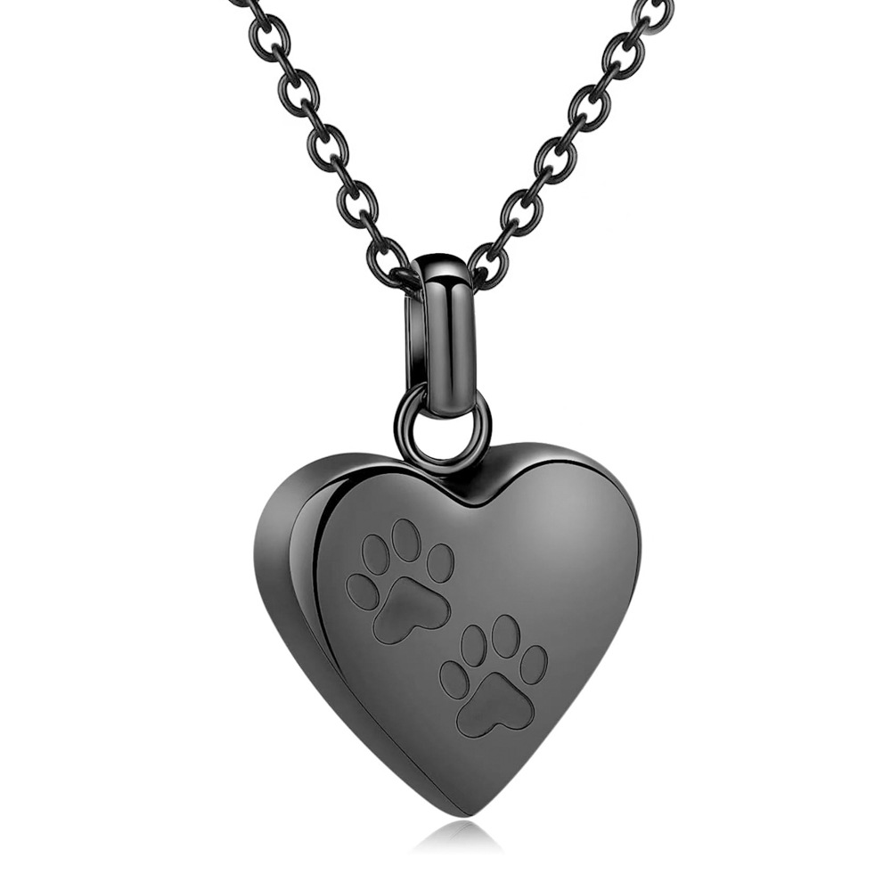2:Black heart paw print pendant