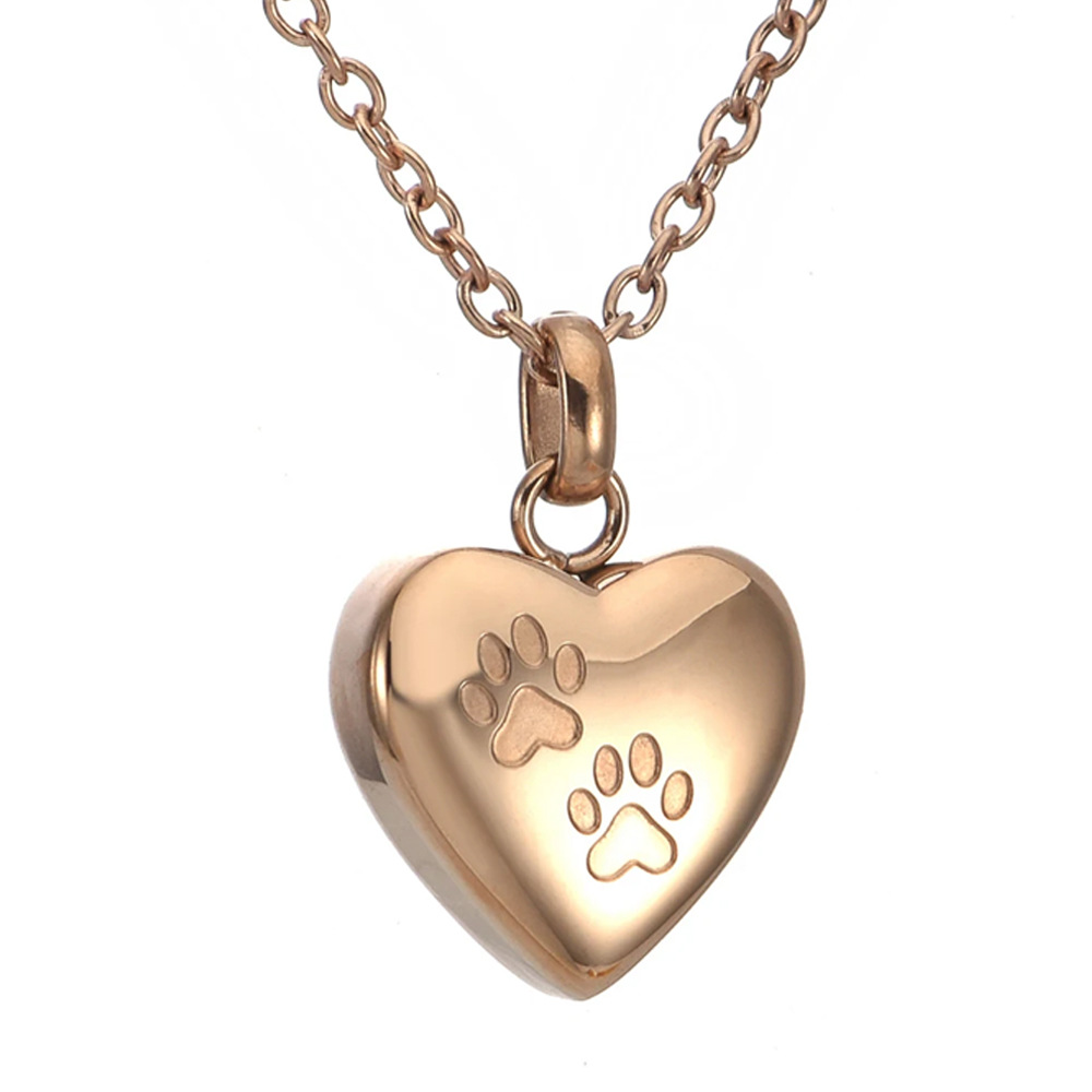 4:Rose gold heart paw print pendant