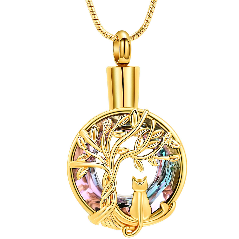 3:Gold hollow round tree of life pendant