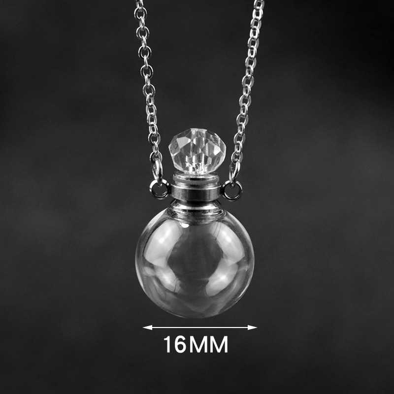 1:16mm transparent ball titanium steel necklace (Binaural)