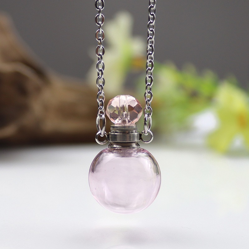 2:16mm pink ball titanium steel necklace (both ears)