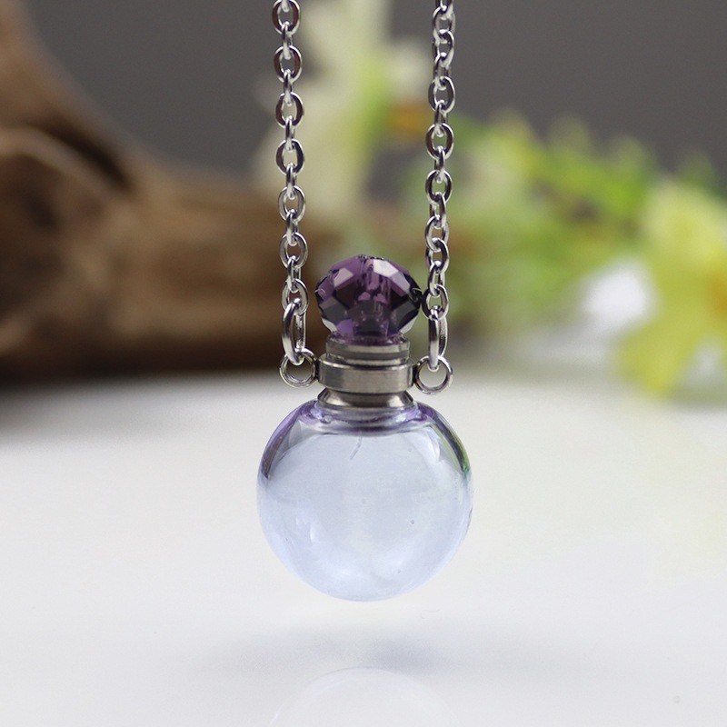 3:16mm purple ball titanium steel necklace (both ears)