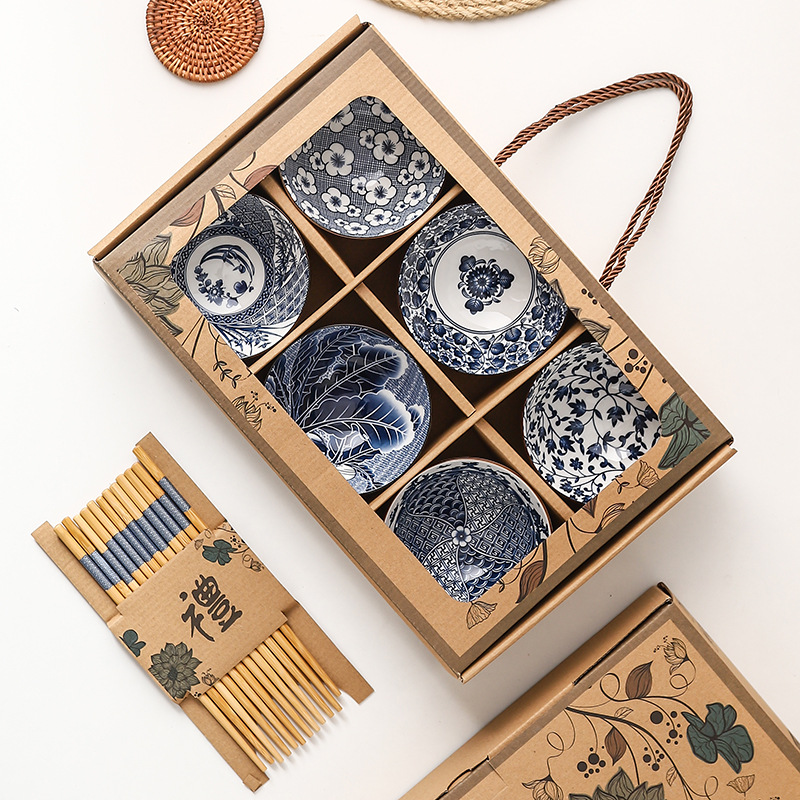6 bowls 6 chopsticks gift box