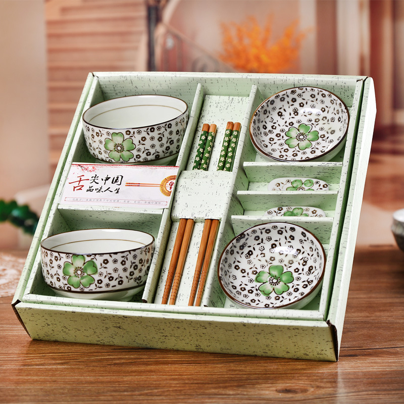Hand-painted 8-piece set-rich green