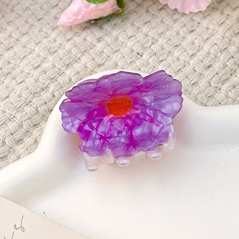 3:Acetate flower clip orange purple-1 piece