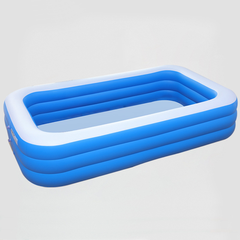 Inflatable 408cm blue and white three-layer flat bottom pool