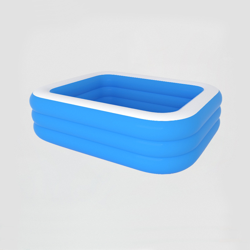 Inflatable 150cm blue and white three-layer bubble bottom pool
