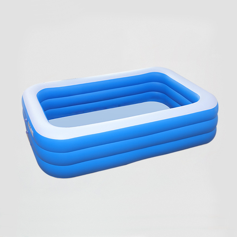 Inflatable 200cm blue and white three-layer flat bottom pool