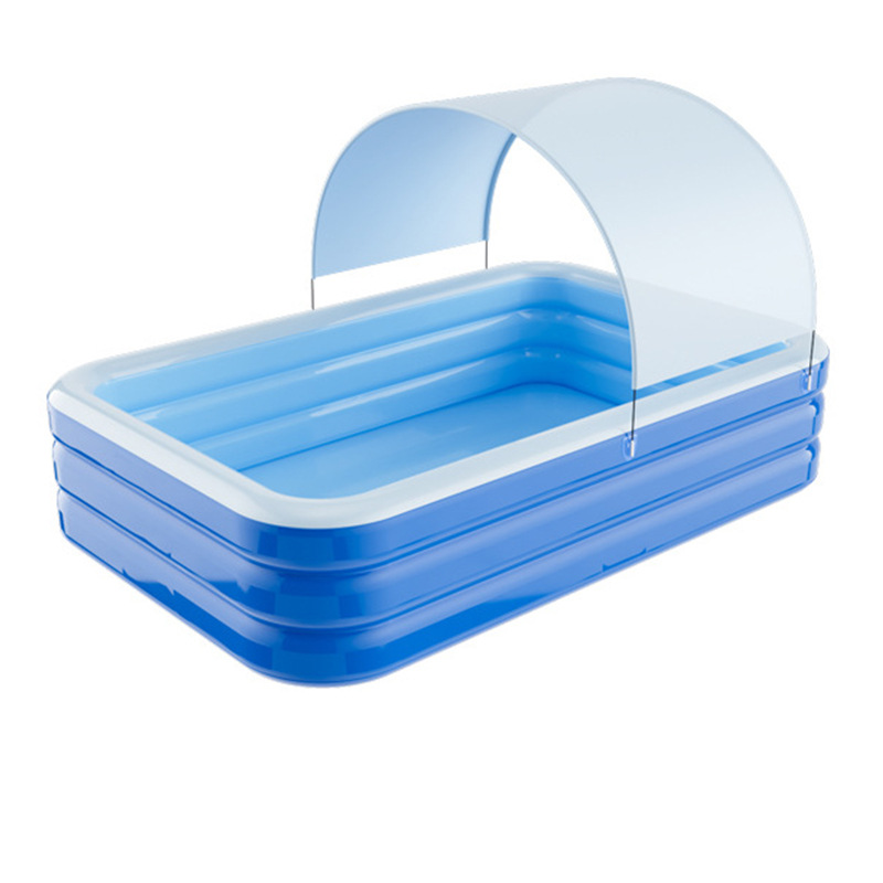 Inflatable 200cm blue and white three-layer flat bottom pool   awning
