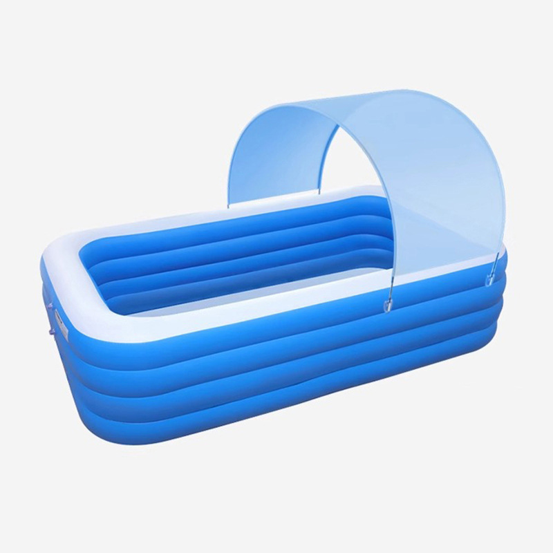 Inflatable 300cm blue and white four-layer flat bottom pool   awning