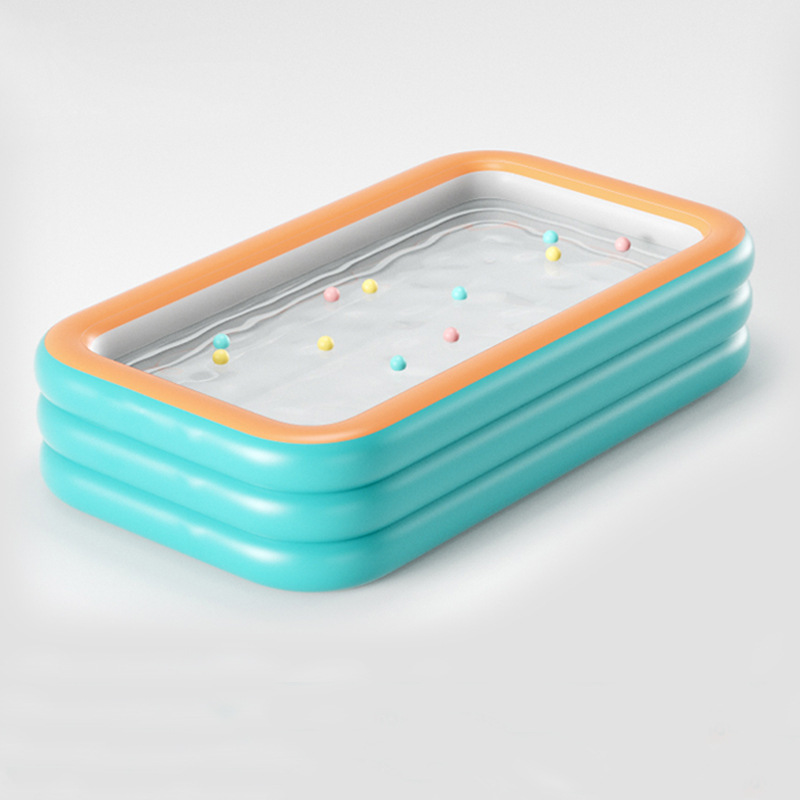 Inflatable 366-cm green and orange three-layer flat bottom pool