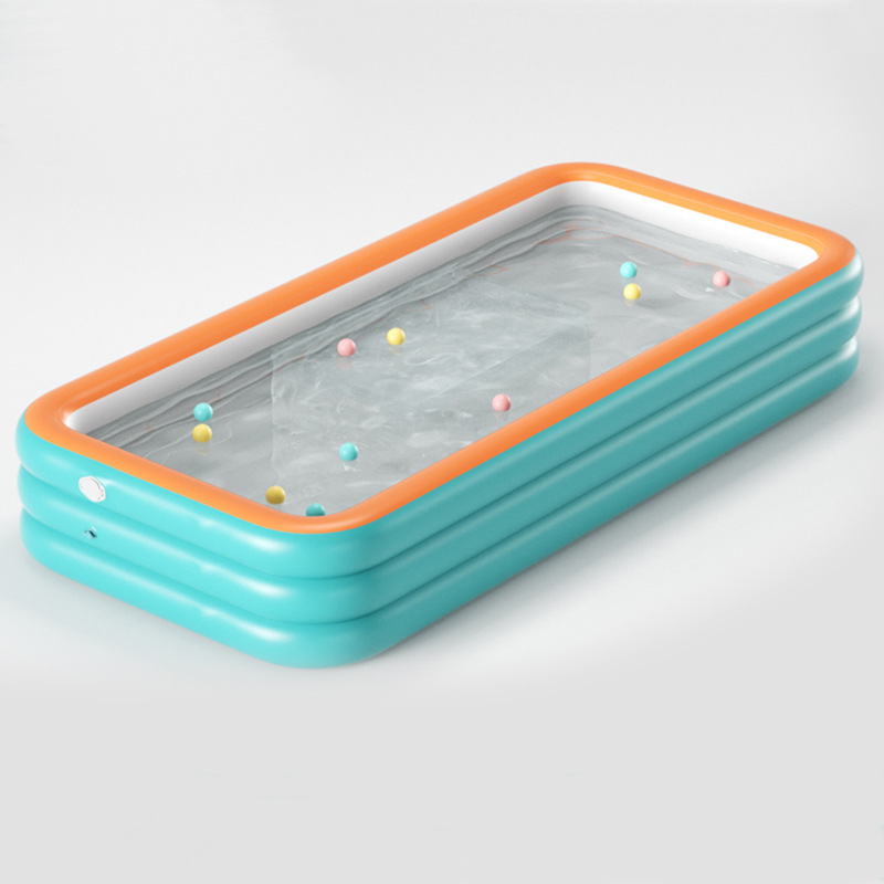 Inflatable 408cm green and orange three-layer flat bottom pool