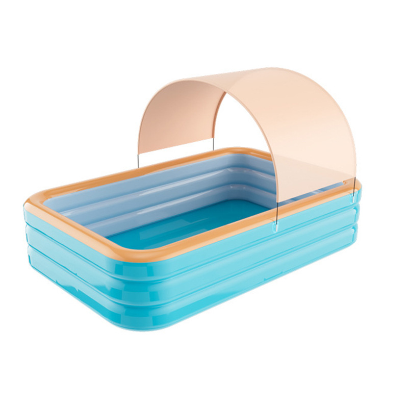 Inflatable 200cm green and orange three-layer flat bottom pool   awning