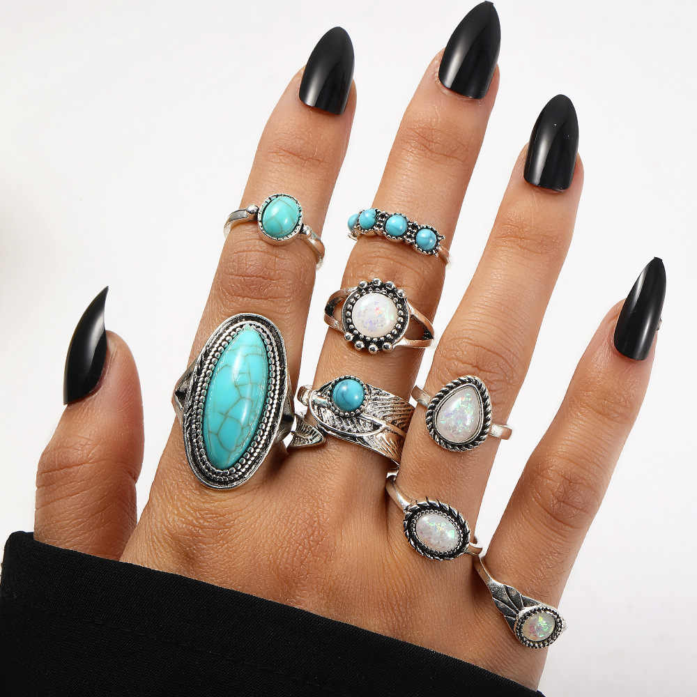 5:AZ16672 Turquoise Feather Ring