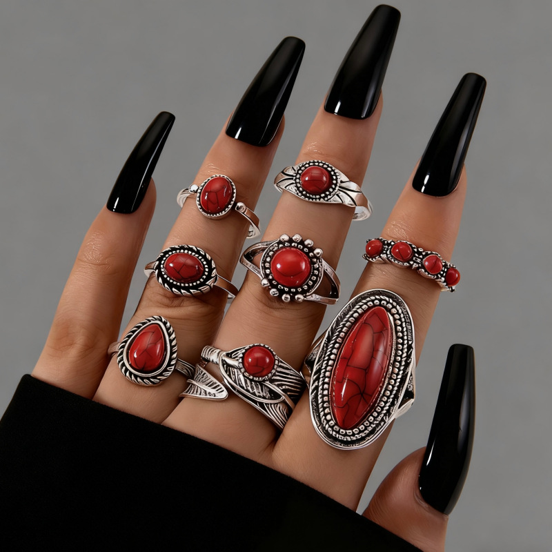 11:Turquoise red 8-piece set