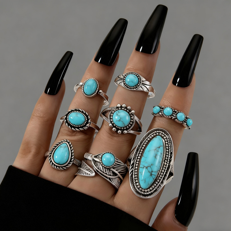 12:Turquoise blue 8-piece set