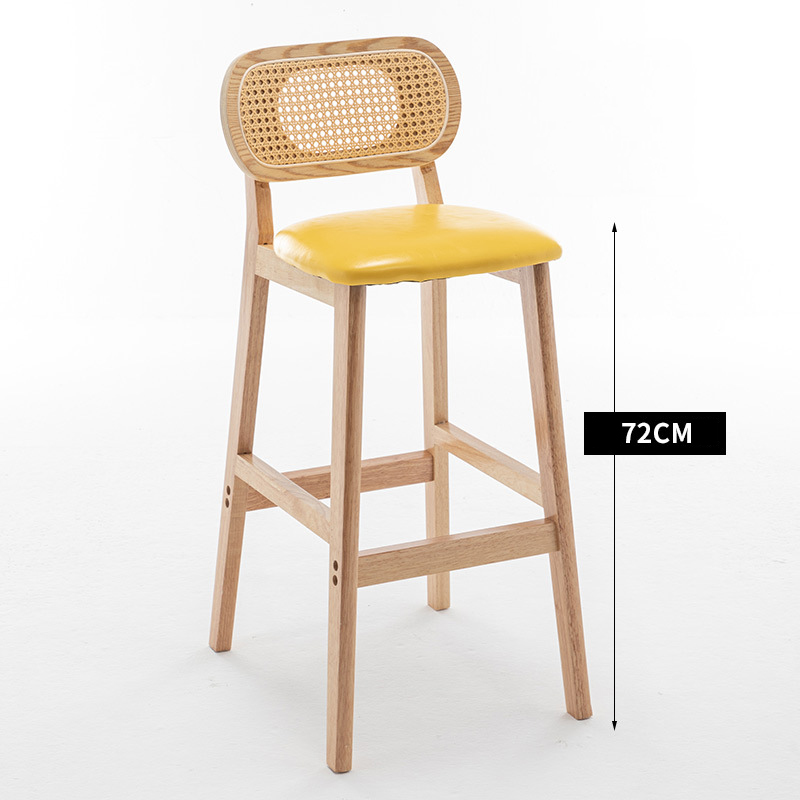 wooden frame yellow leather cushion