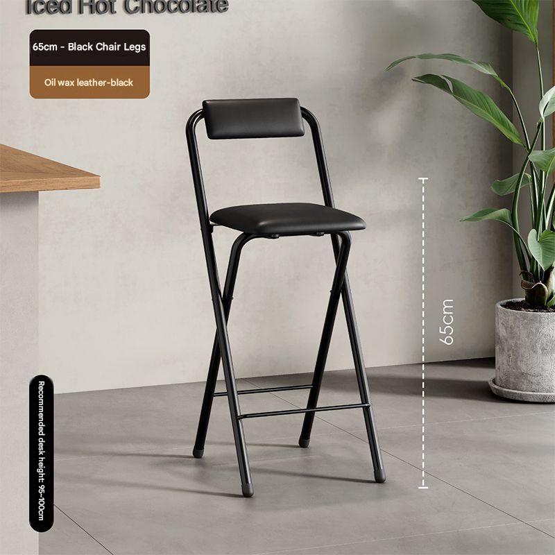 Agate black - soft leather seat/back stool, seat height 65cm