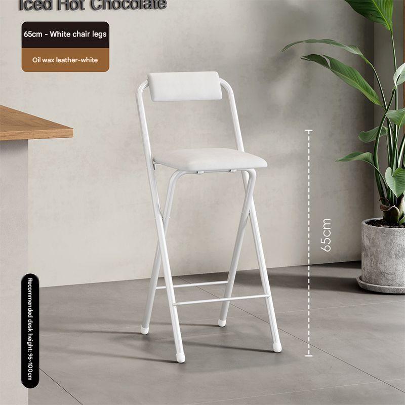Swan white - soft leather seat/back square stool, seat height 65cm