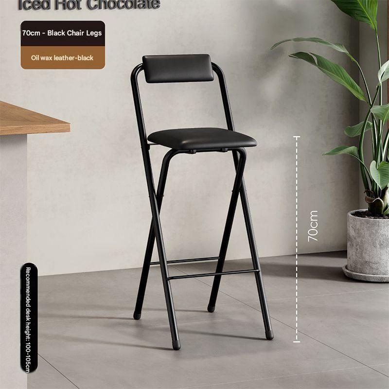 Agate black - soft leather seat/back stool, seat height 70cm