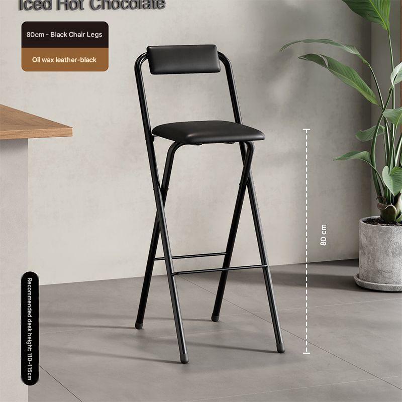 Agate black - soft leather seat/back stool, seat height 80cm